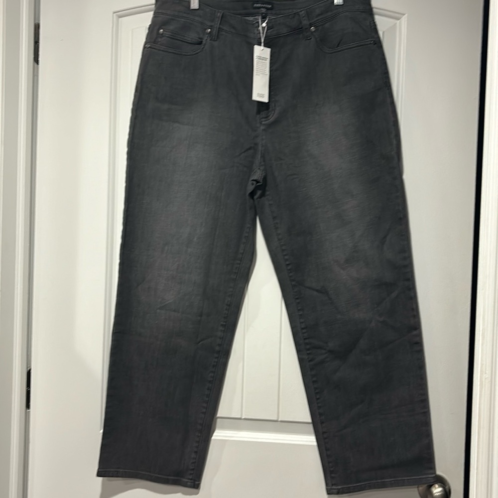 Eileen Fisher High Waist Straight Ankle Jean Size 16.